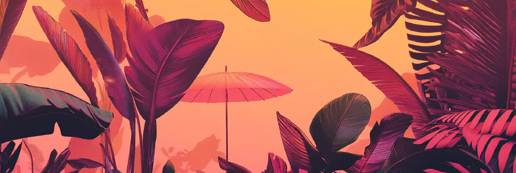 sunset umbrella banner
